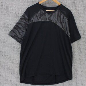 Garneau Cycling Shirt Mens XL Black Solid Short Sleeve V Neck Camo Arms